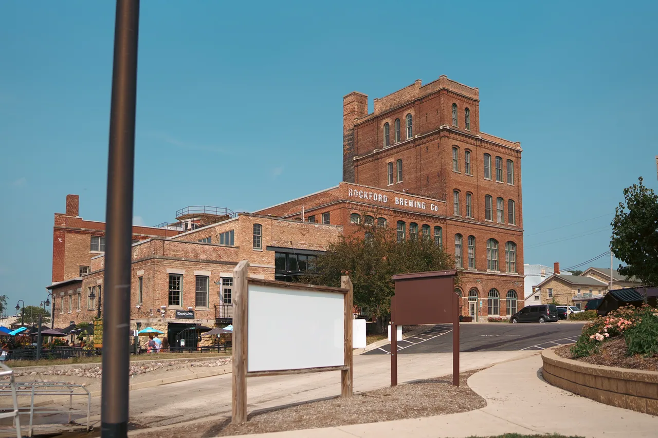 The Prairie Street Brewing Co building on the Rock River in Rockford